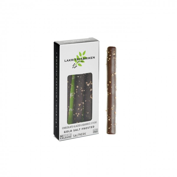 Chocolate Glazed Liquorice Sticks Gold Salt frosted