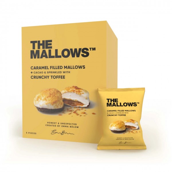 Caramel Filled Mallows + Cacao & sprinkled with Crunchy Toffee