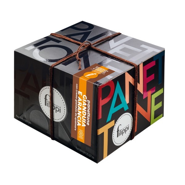 Panettone gianduia e arancia candita con crema gianduia da spalmare