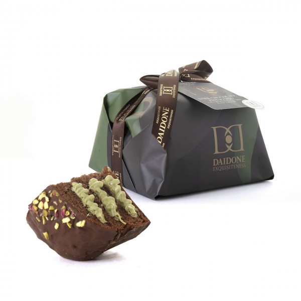 Panettone Artigianale Dark Chocolate con crema di Pistacchio in Sac à Poche