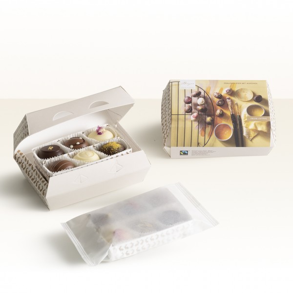 12er-Pralinen-Eierkartonbox mit Alkohol