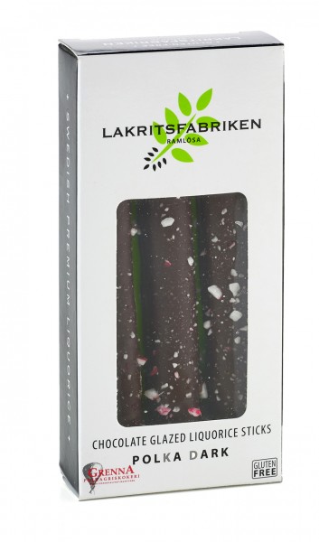 Chocolate Glazed Liquorice Sticks Polka Dark