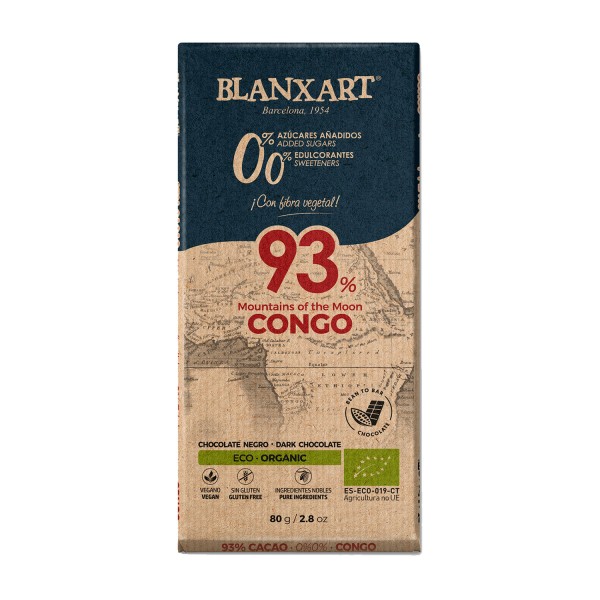 Congo 93 % Mountains of the Moon Chocolate negro ecológico 0%, 0%