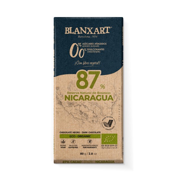 Nicaragua 87 % Reserva Natural de Bosawás Chocolate negro ecológico 0%, 0%